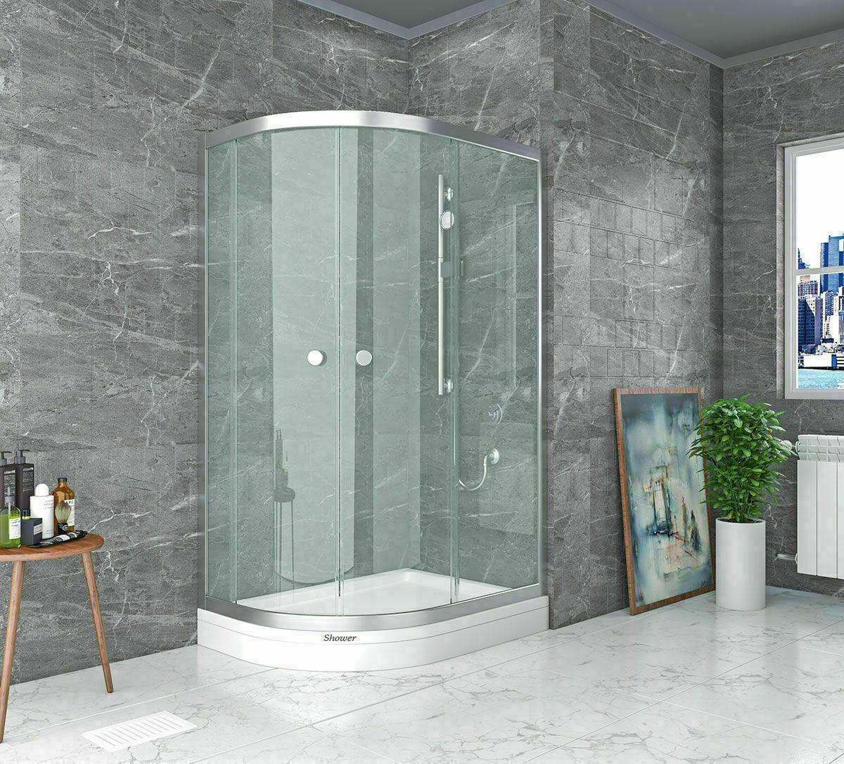 Shower Satürn 100x140 2 Sabit 2 Çalışır Asimetrik Tekne Üzeri Kabin