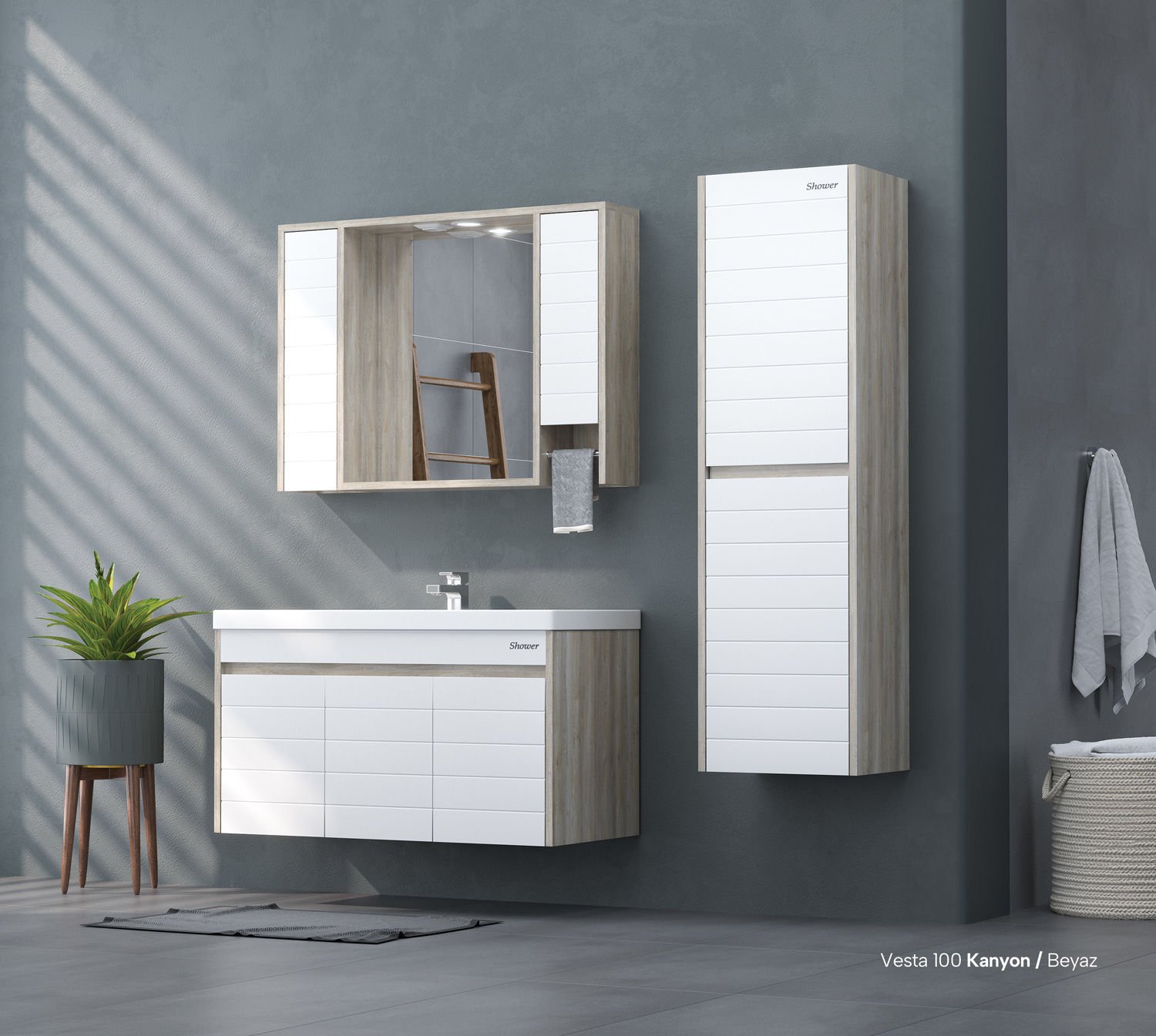 Shower Vesta 100 cm Banyo Dolabı