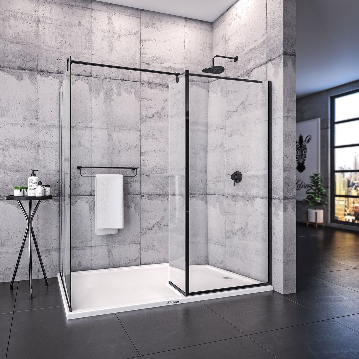 Shower Joy 90x170 1 Sabit Ön Cephe Girişli Yan Panelli Seperatör Kabin