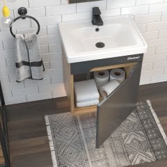 Shower Milano Plus 50 cm Banyo Dolabı Boy Dolaplı - Beyaz/Legnano