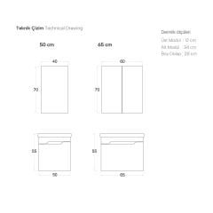 Shower Milano Plus 65 cm Banyo Dolabı Boy Dolapsız - Antrasit/Legnano