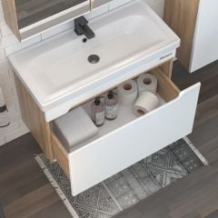 Shower Milano Plus 80 cm Banyo Dolabı Boy Dolaplı - Antrasit/Legnano