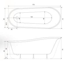 Shower Monart 72 x 175 Bağımsız Küvet
