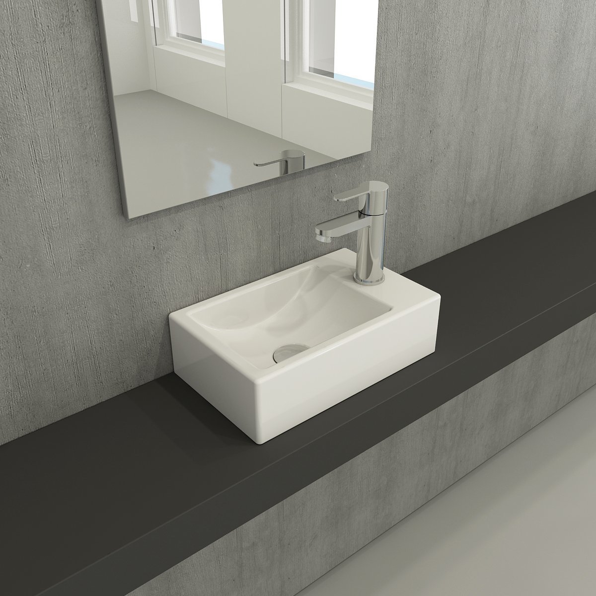 Bocchi | Milano 37 cm Lavabo Sağ P.Beyaz